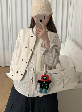 米米店26年早春双排扣纯色百搭马甲W6008