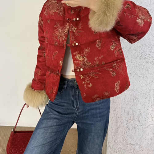 米米鸭绒外套羽绒服(配真狐狸毛袖可拆卸)(含50白鸭绒)NFYZ米米02