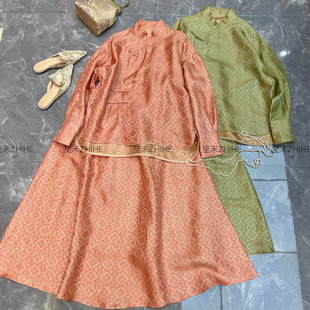 米米设计中式 桑蚕丝香云纱半身裙两件套套装 不含项链 t995 衬衫