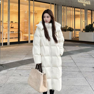 米米设计韩式 高定鹅绒过膝连帽加厚保暖羽绒服外套2588