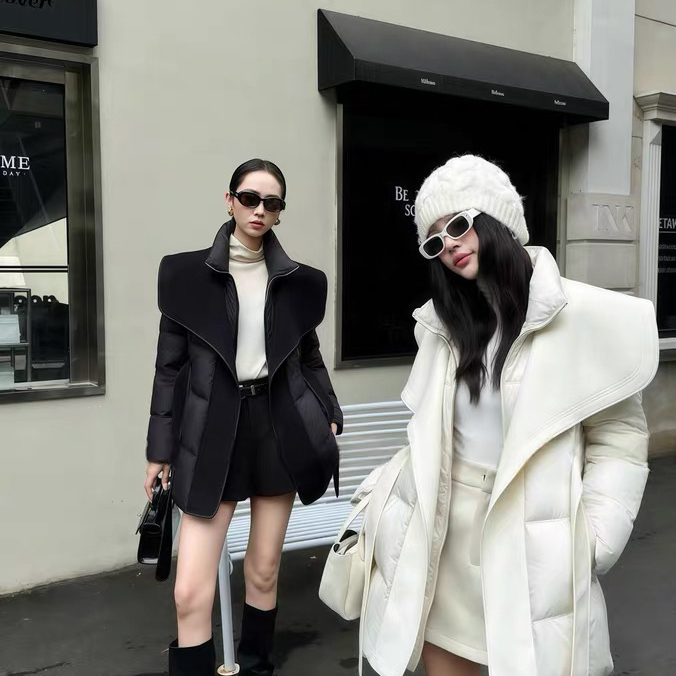 米米店长款保暖羽绒服外套(配腰带)(加厚羽绒一件过冬)MLJR5581