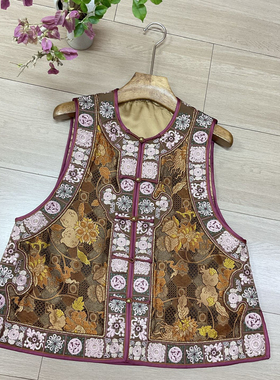 米米设计春极简大牌老钱新中式重工刺绣盘扣马甲（含100真丝）t54