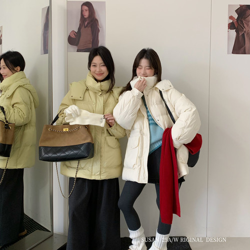 米米冬日限定热卖宽松中长款慵懒羽绒服(含50白鸭绒)6898-