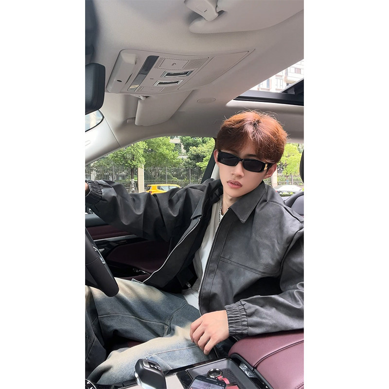 cleanfit男生皮衣外套春秋短款飞行员夹克棉服美式复古广州棒球服