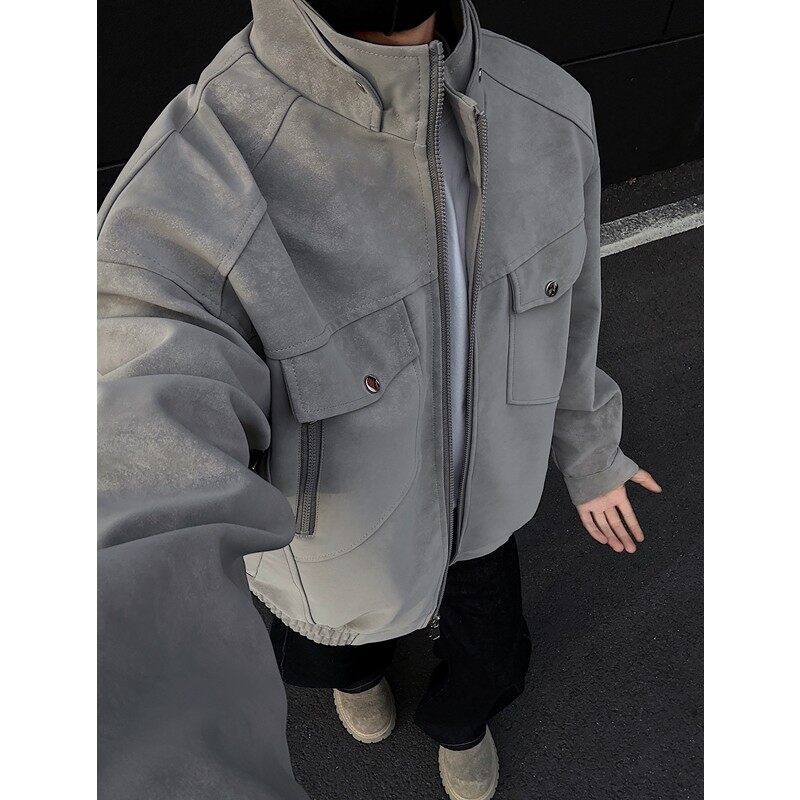 pu皮外套男春秋扎染外套