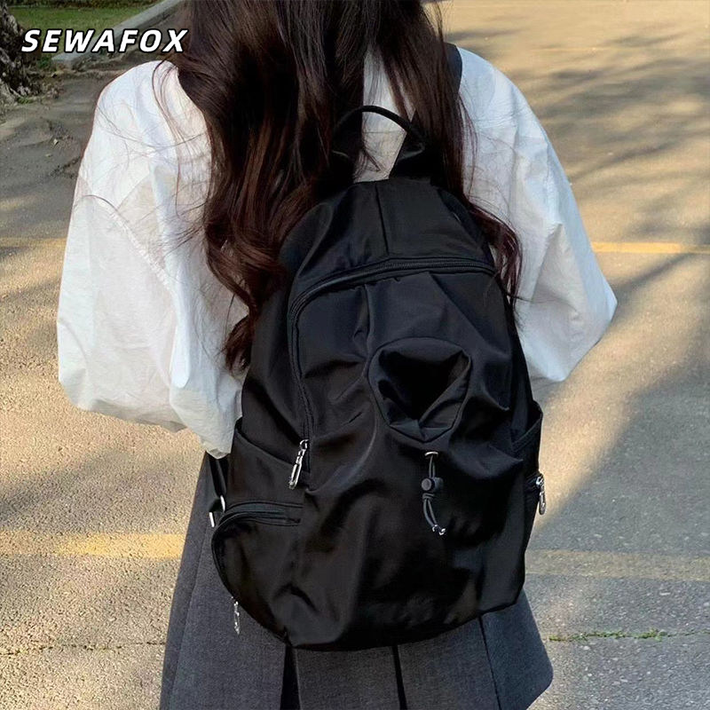 书包学生原创设计简约百搭书包女休闲学院风背包高中大学生双肩包