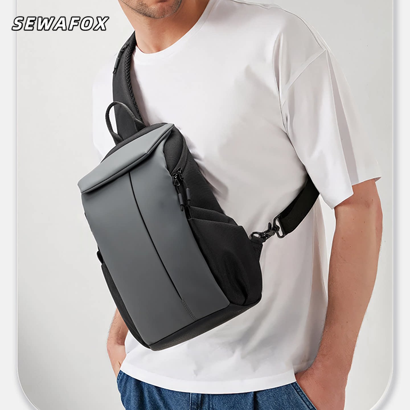 新款男士差旅户外简约休闲大容量通勤胸包男款新式斜挎外出单肩包