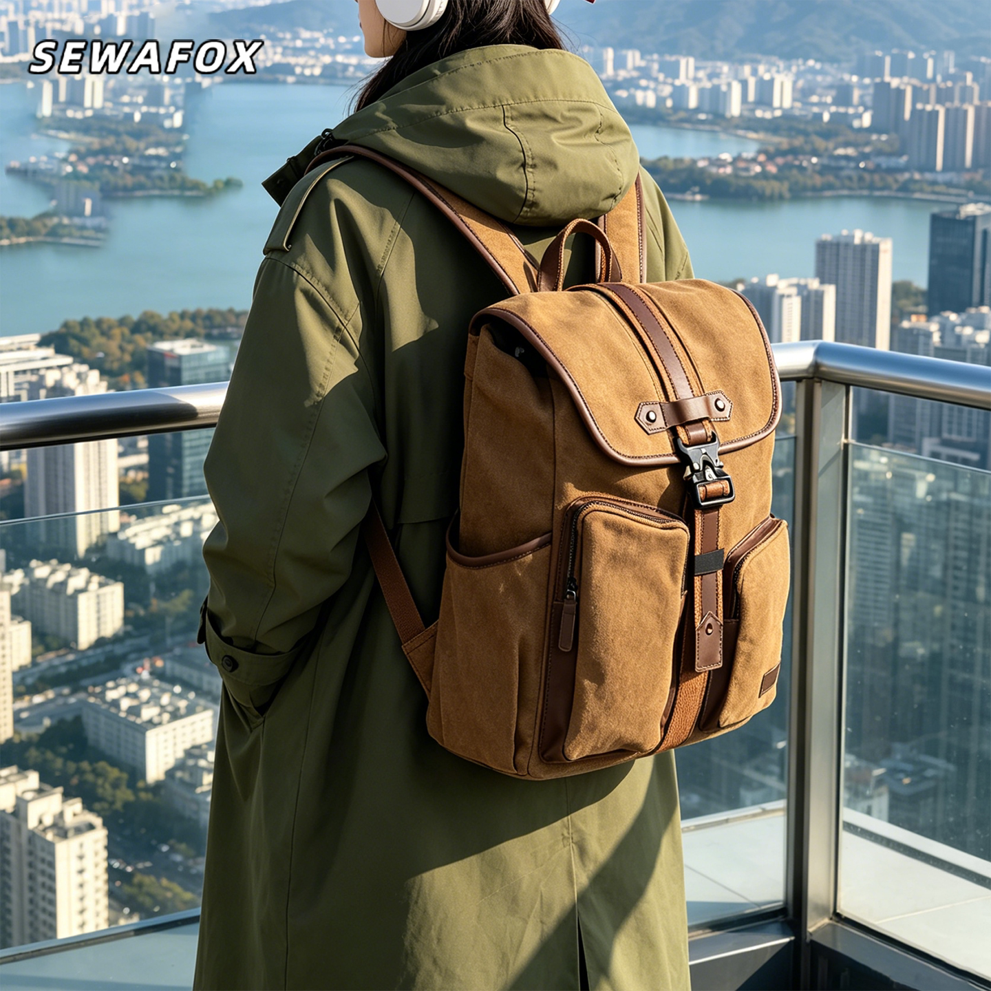 SEWAFOX塞瓦狐男士商务通勤背包