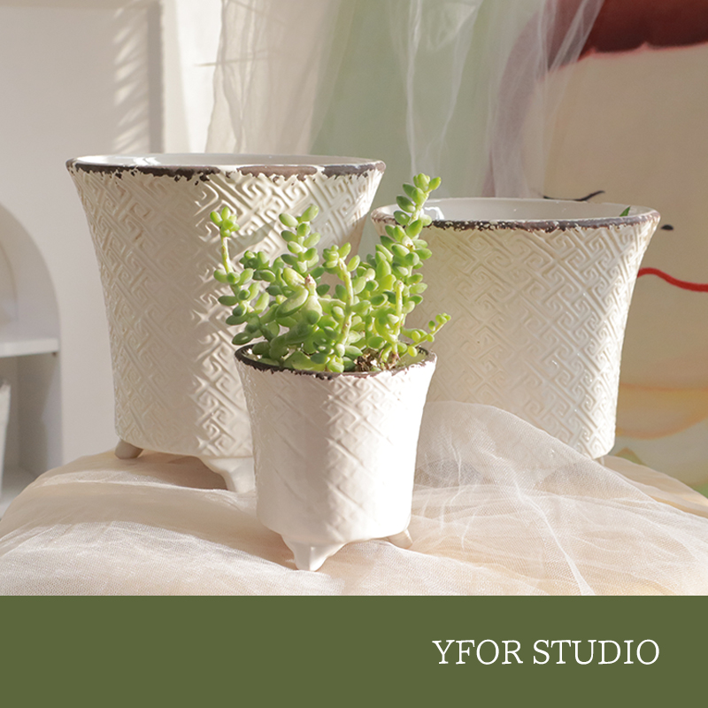 YFOR北欧陶瓷文艺风花盆陈列摆件
