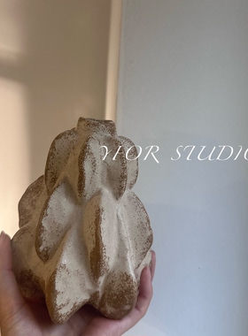 出口外贸复古设计家居不规则陶瓷粗陶小花瓶花器插花烛台