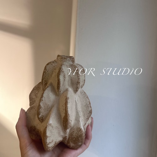 出口外贸复古设计家居不规则陶瓷粗陶小花瓶花器插花烛台