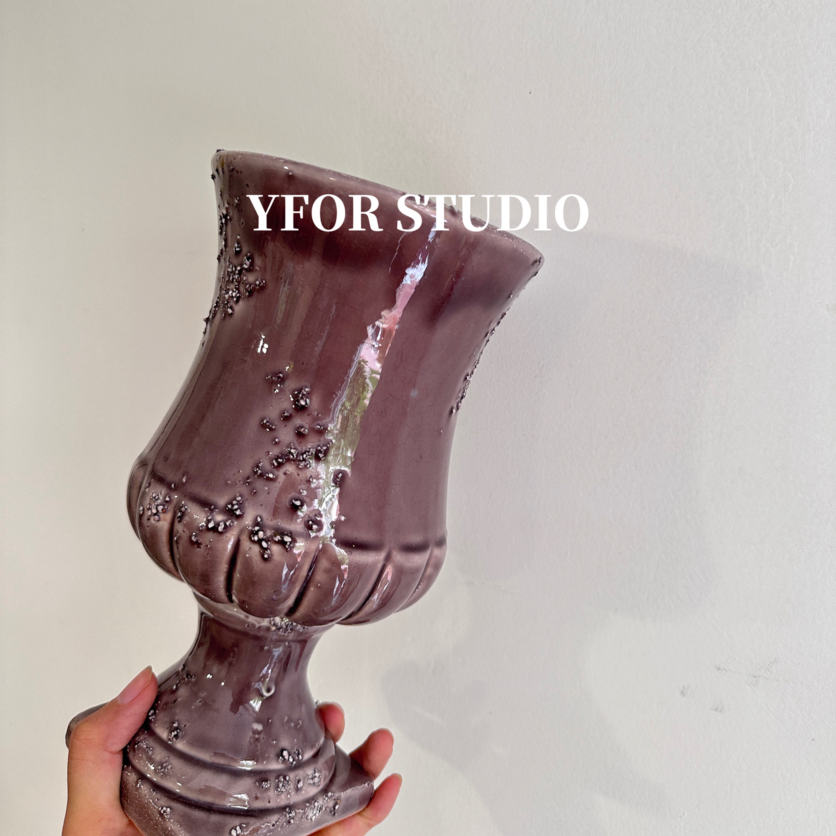 复古浮雕高脚蝴蝶兰花盆陶瓷法式