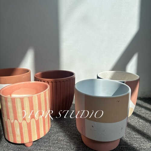 YFOR中古风手绘热植物陶瓷花盆