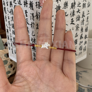足银999马上有钱纯银红绳手链卡通动物送闺蜜女友生日小众礼物