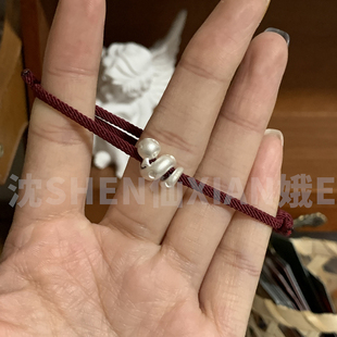 足银999卷卷蛇红绳手链新年礼物生生不息本命年纯银手串巳巳如意