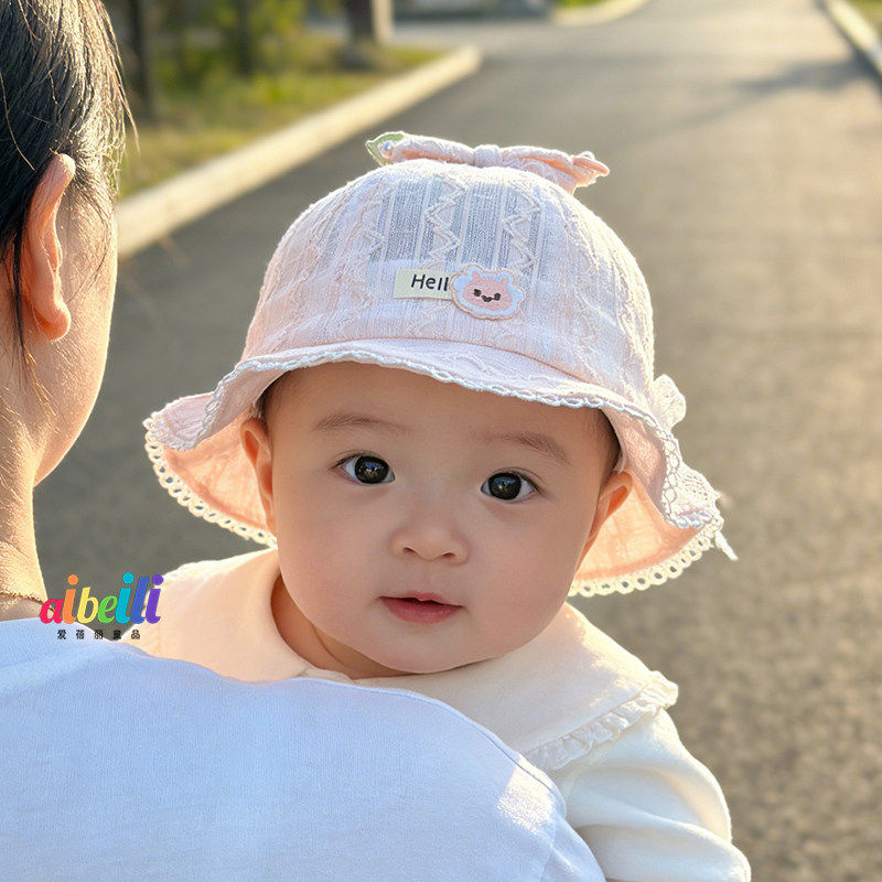 女婴儿帽子春夏季薄款网孔遮阳