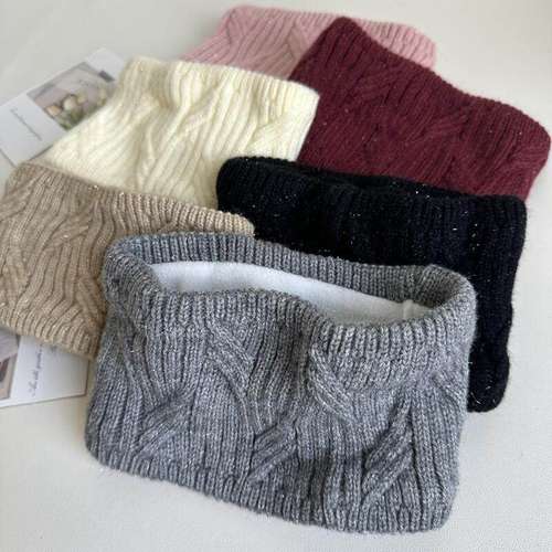 欧美银丝针织宽边发带秋冬风保暖