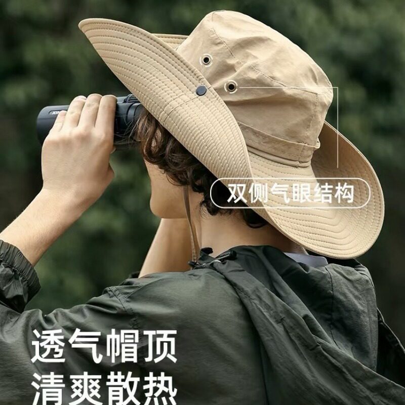 西部牛仔帽男款渔夫帽爬山沙漠防晒帽女户外太阳男遮阳帽子登山帽
