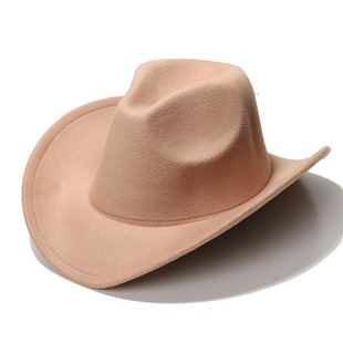 西部牛仔帽男款儿童黑色毛呢亲子爵士礼帽男女士民族风毡帽大檐帽