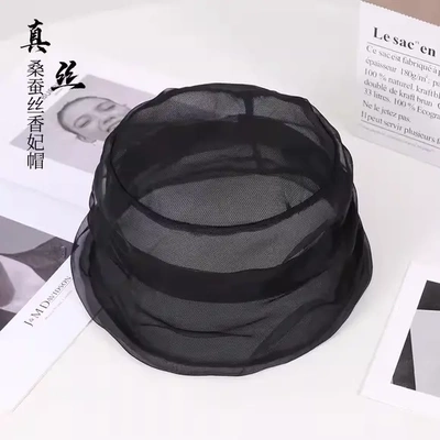 桑蚕丝帽子女夏季优雅洋气香妃帽