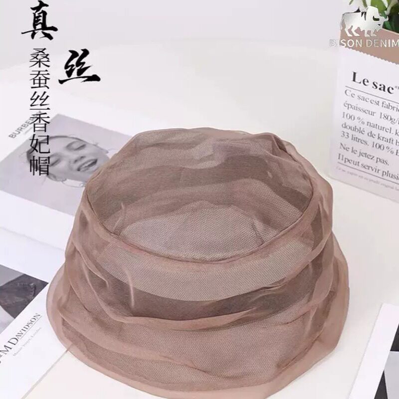 桑蚕丝帽子女夏季优雅洋气香妃帽
