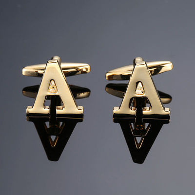 极速High quality electroplating a-z26 gIold letter Cufflinks