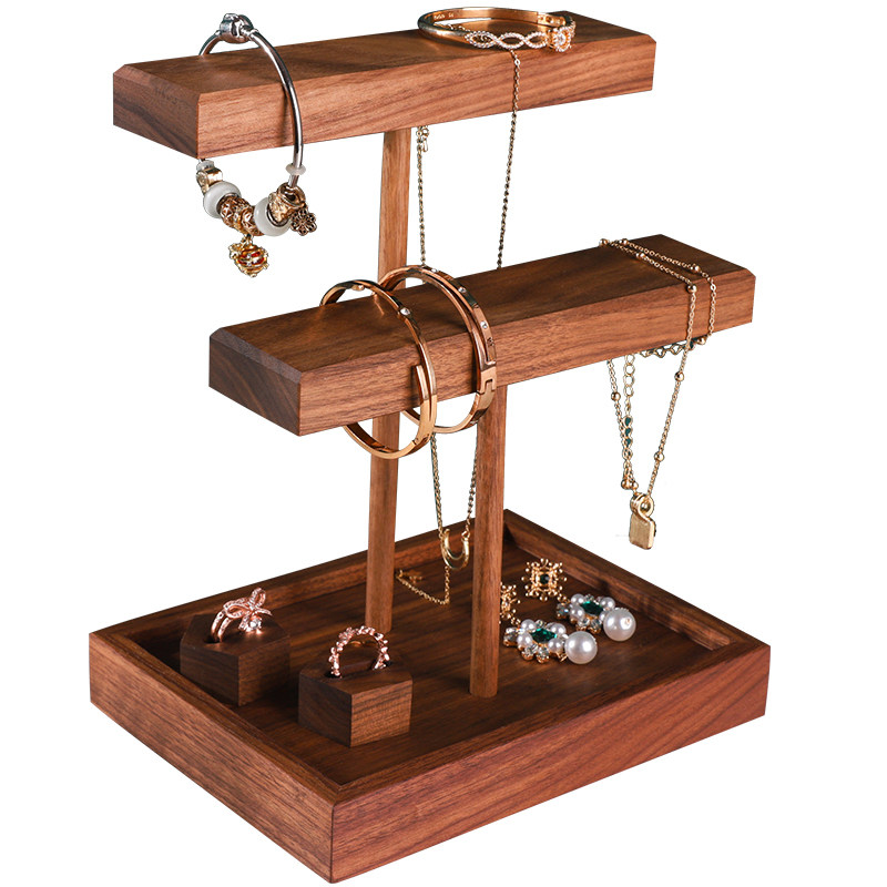 极速锦瑟陈列 简约胡桃木s双层手镯手链架 商场柜台首饰店首饰展