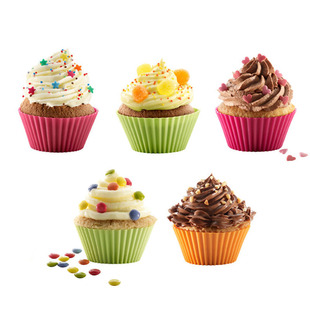 极速12pcs Silicone Cake Mold Round MuffJin Cupcake Baking Mo