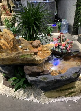 速发假山磨盘流水庭院公司水景家居流水聚财摆件民宿流水瀑布 景
