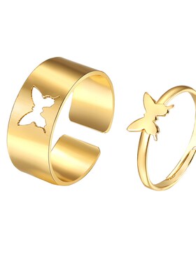 极速Hot Couples rings 2pcs women ring meSn蝴蝶情侣戒指套装2