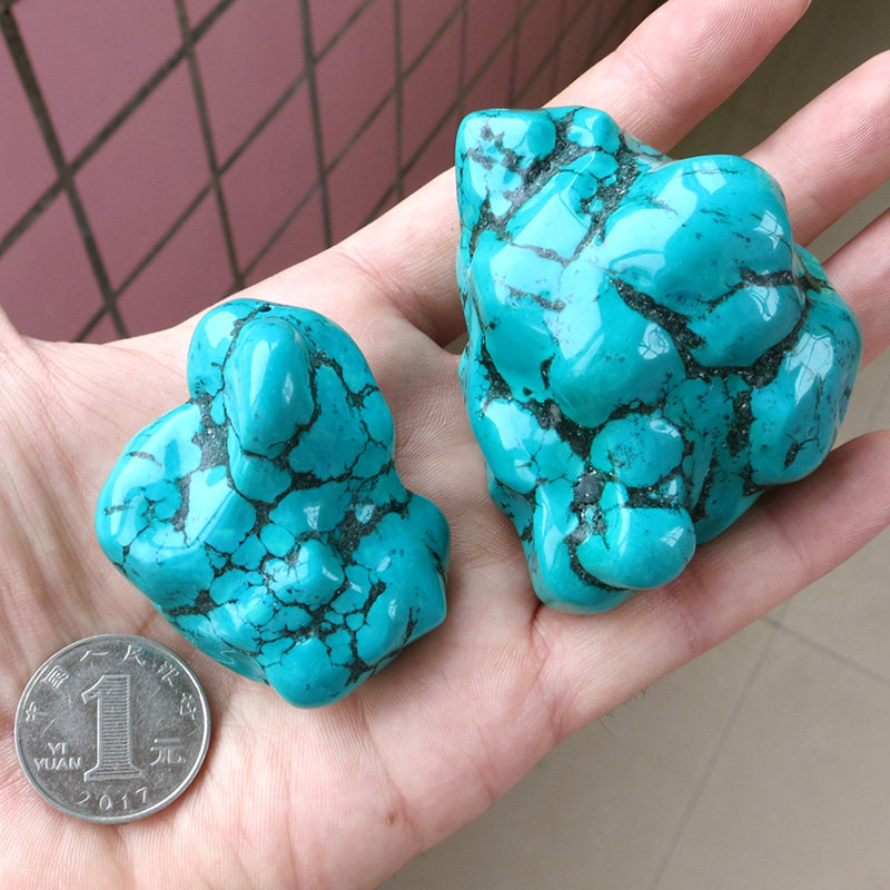 极速天然湖北十堰原矿绿松石随形吊坠毛料原石P项坠水滴手把件摆