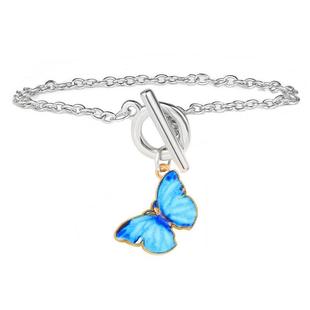 极速Graadient butterfly necklace color couple clavicle chain