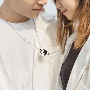 极速tching Couple Necklace Simple Friendship Gift Coupl.e Je