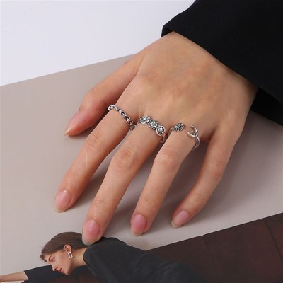 极速Star Mooin 3-piece set ring womens开口星星3件套装戒指做