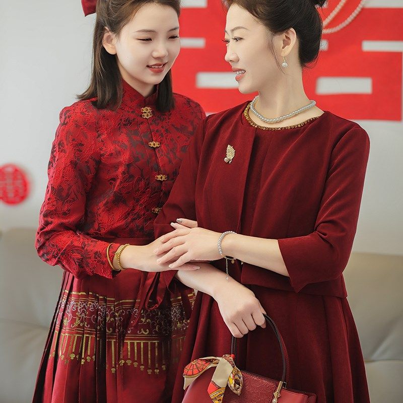 妈妈装婚宴晚礼服丈母娘小个子喜C婆婆婚礼结婚连衣裙平时可穿婚