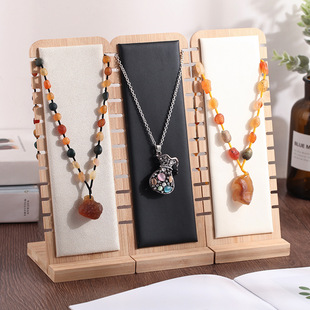 极速Solidd Bamboo Wood Jewelry Display Stand Necklace Showca