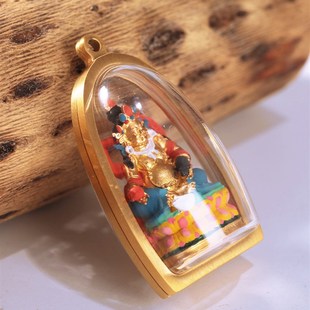 极速金像擦擦嘎乌盒吊坠藏传传承手工彩绘本命Q佛四臂观音绿度母