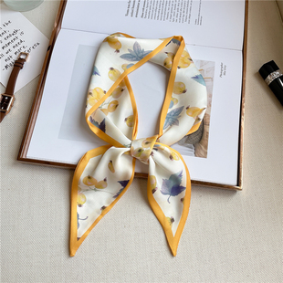 极速2021 Women Silk Satitn Hair Band Scarf Skinny Neck Tie F