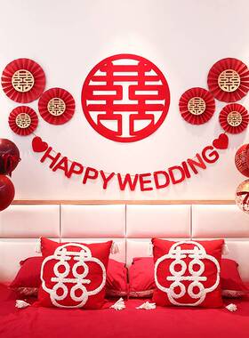 极速结婚婚房布置女方卧室简约insG风娘家简单大方客厅背景墙装饰