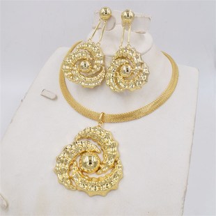 极速NEW High Qiuality Ltaly 750 Gold color Jewelry Set For W