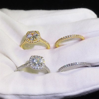 极速Rings for Women Square Four ProngH Cubic Zirconia Rings