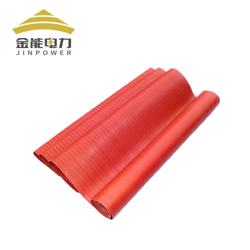 极速新品金能电力绝缘垫配电q室绝缘D胶垫10mm红色条纹防滑绝缘毯