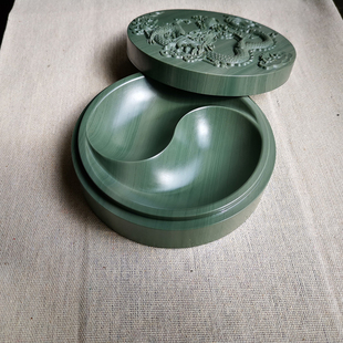 极速直销松花砚台 仙人洞老q坑y松花石砚 太极砚 墨盒 带盖子 文