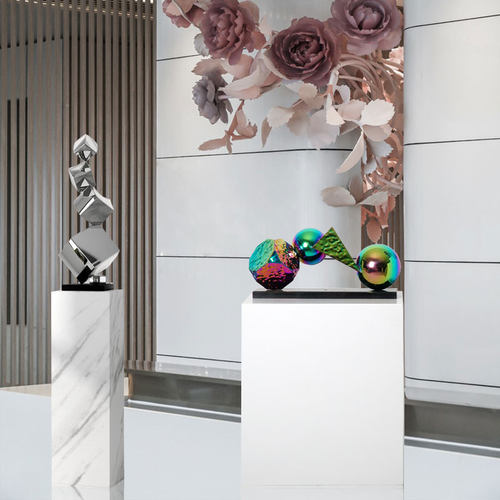 极速大型落地几何不锈钢雕塑摆件样品屋展示中心R走廊过道客厅玄