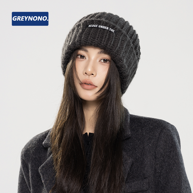 2025新款韩版百搭宽松加绒大头围加厚毛线针织帽子女冬季显脸小的