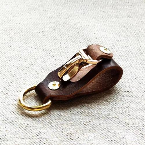 高级腰带牛皮腰挂钥匙扣手工穿男士汽车钥匙扣男女钥匙扣新款