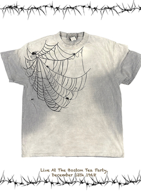 MELANIN 脏脏T 线条蜘蛛网插画古着感嘻哈rapper穿搭短袖OST恤