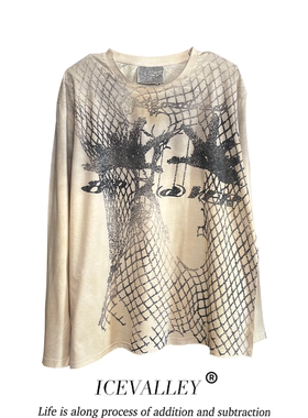 MELANIN 黑色素刺青 创意插画重磅小众设计感千禧水洗简约长袖T恤