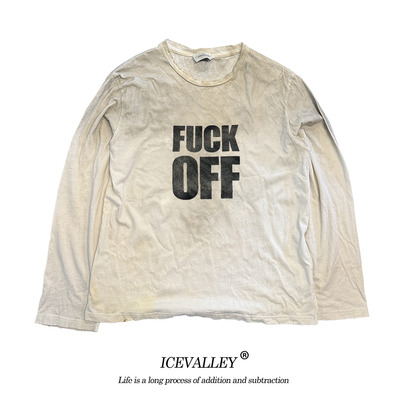 MELANIN 小脏T蜡染美式英文logo百搭基础款做旧废土感长袖T恤