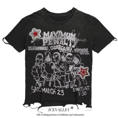 MELANIN 黑色素刺青 垃圾摇滚朋克punk亚比说唱破烂暗黑先锋T恤